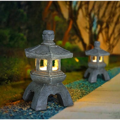 Solarna pagoda od smole Dekoracija vrta Vanjski dekor Dvorište Zen lampa Pejzažna svjetla Ukras dvorišta u vrtu Za seosku kuću