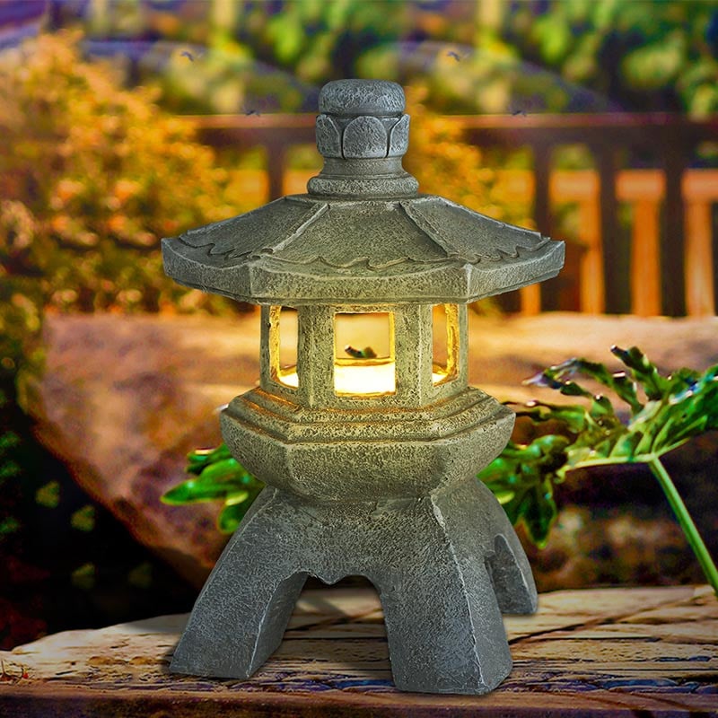 Solarna pagoda od smole Dekoracija vrta Vanjski dekor Dvorište Zen lampa Pejzažna svjetla Ukras dvorišta u vrtu Za seosku kuću