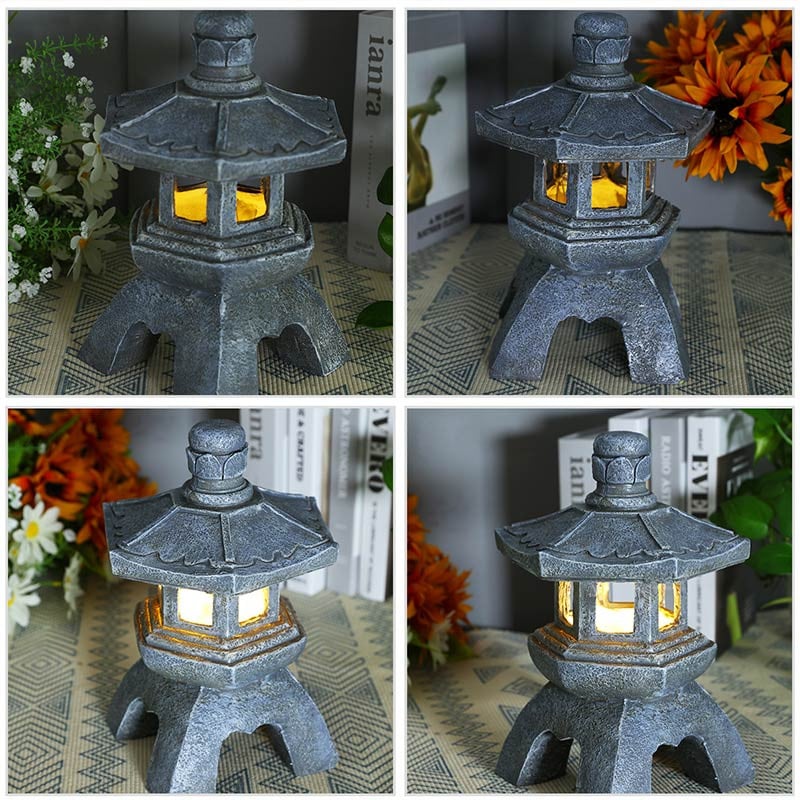 Solarna pagoda od smole Dekoracija vrta Vanjski dekor Dvorište Zen lampa Pejzažna svjetla Ukras dvorišta u vrtu Za seosku kuću