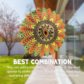 Garden Decor 2022 karštai parduodami 12 colių 3D trimačiai plieniniai metaliniai besisukantys vėjo varpeliai Home