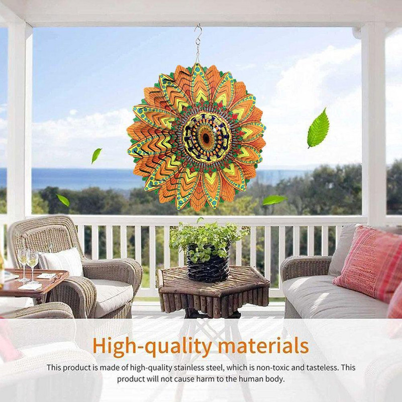 Garden Decor 2022 karštai parduodami 12 colių 3D trimačiai plieniniai metaliniai besisukantys vėjo varpeliai Home