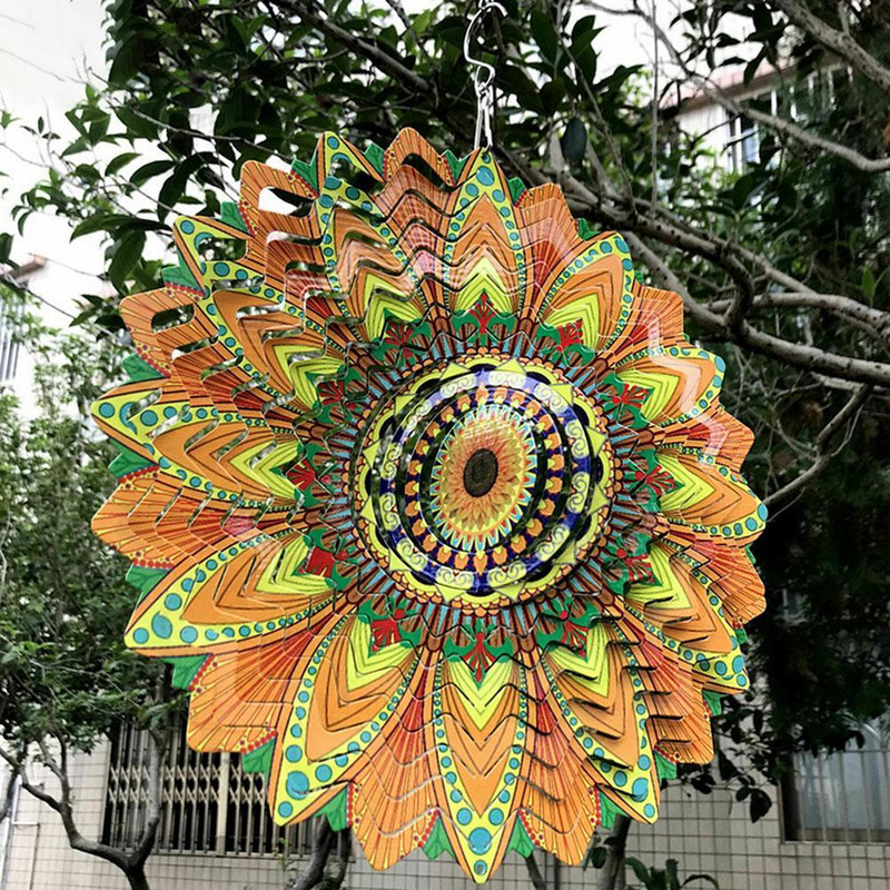 Garden Decor 2022 karštai parduodami 12 colių 3D trimačiai plieniniai metaliniai besisukantys vėjo varpeliai Home