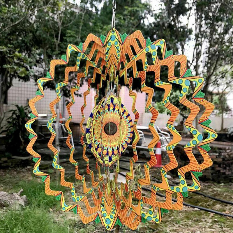 Garden Decor 2022 karštai parduodami 12 colių 3D trimačiai plieniniai metaliniai besisukantys vėjo varpeliai Home