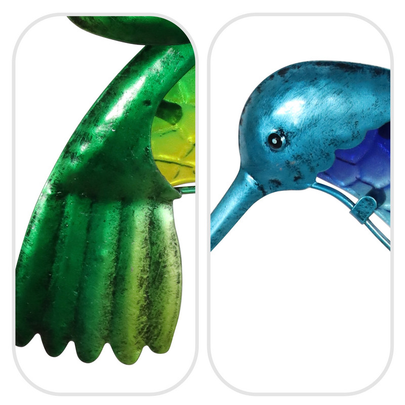 2 бр. Метални Колибри Птица Стена Изкуство на градинска екстериорна декорация Статуи на открито за домашни аксесоари Скулптури