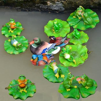 Креативна статуя на плаващи жаби от смола Външно градинско езерце Декоративна скулптура на сладка жаба за домашно бюро Градински декор Орнамент