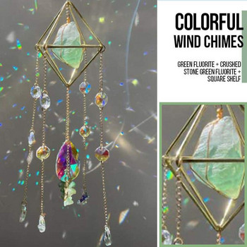 Crystal Wind Chime Star Moon Sun Catchers Windchimes Plated Colored Beads Vising Drop for Outdoor Indoor Garden Decor Craft