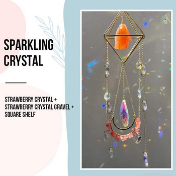 Crystal Wind Chime Star Moon Sun Catchers Windchimes Plated Colored Beads Vising Drop for Outdoor Indoor Garden Decor Craft