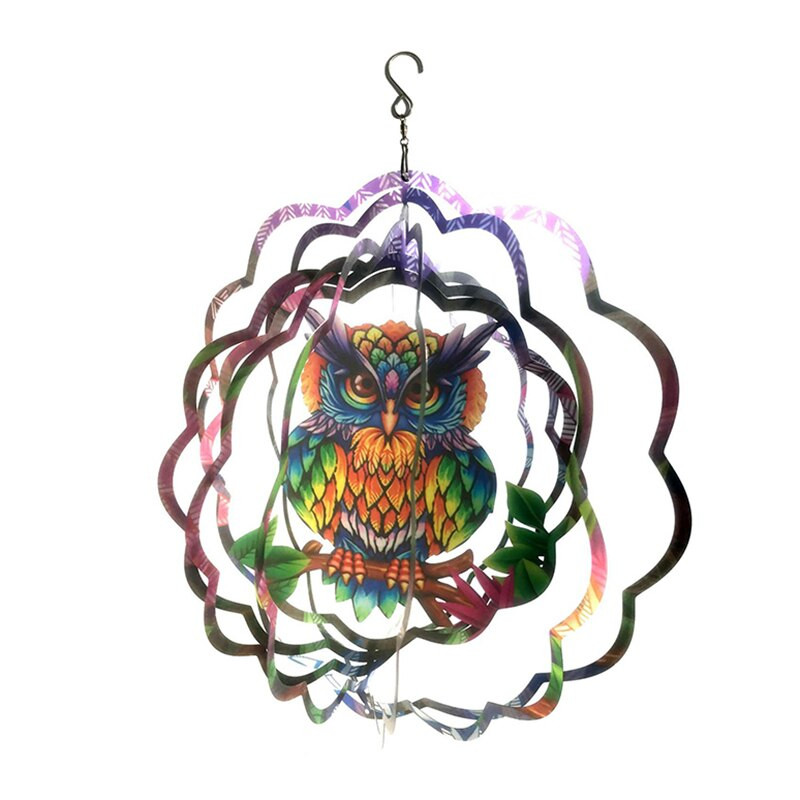 „Iron Art“ pelėda vėjo suktukas su kabliu, skirtas lauko dinaminei lėkštei pakabinti ornamentu lango sodo dekoravimui Balkono puošmenoms