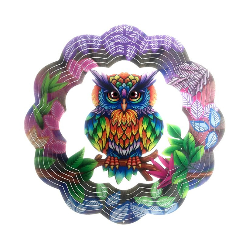 „Iron Art“ pelėda vėjo suktukas su kabliu, skirtas lauko dinaminei lėkštei pakabinti ornamentu lango sodo dekoravimui Balkono puošmenoms