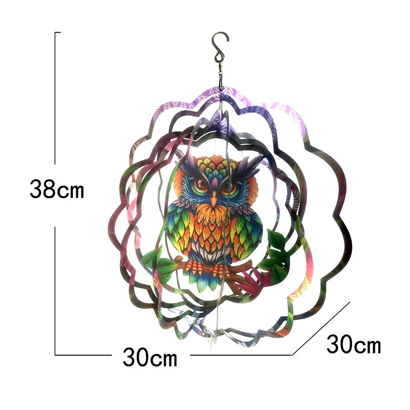 „Iron Art“ pelėda vėjo suktukas su kabliu, skirtas lauko dinaminei lėkštei pakabinti ornamentu lango sodo dekoravimui Balkono puošmenoms