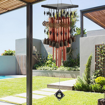 Външен вътрешен метален тръбен вятърен звънец с медна камбана Големи вятърни звънчета за двор, вътрешен двор, градинска тераса, декорация 80 см