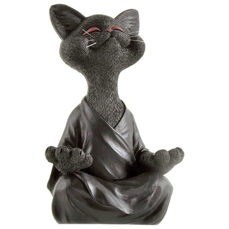 Meditáció Macska Szobor Kert Dekoráció Gyanta Jóga Ülő Zen Cat Otthon Dísz Szabadtéri Kert Otthon Kerti díszek