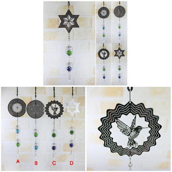 3D Metal Hanging Spinner Wind Chime with Spiral Tail Ball Center Decor Home BJStore