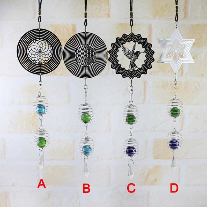 3D metalni viseći spinner Wind Chime sa spiralnim repom u središtu kugle Home Decor BJStore