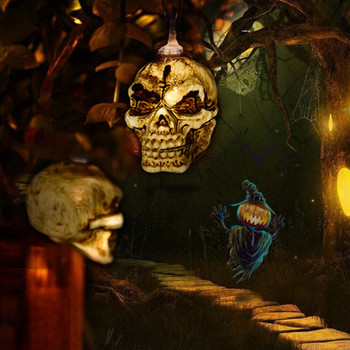 Solar Powered Skull Wind Chime LED Light Halloween Skeleton Head Wind Chime Αδιάβροχη διακόσμηση κήπου για εσωτερικούς χώρους και εξωτερικούς χώρους Νέο