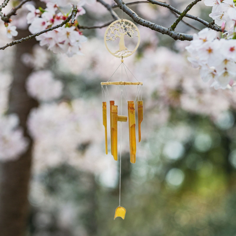 Bambus Wind Chime Happiness Wind Chime Ručno izrađeni klasični dekori Glazbena umirujuća zvona Razmak za vrt na otvorenom Vanjska terasa H