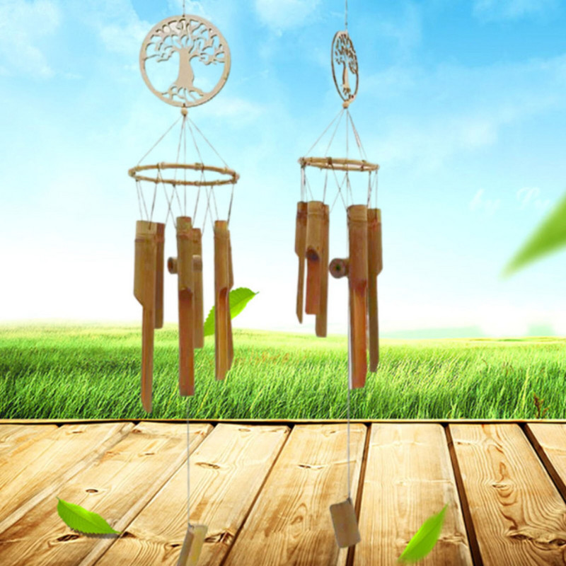 Bambus Wind Chime Happiness Wind Chime Ručno izrađeni klasični dekori Glazbena umirujuća zvona Razmak za vrt na otvorenom Vanjska terasa H