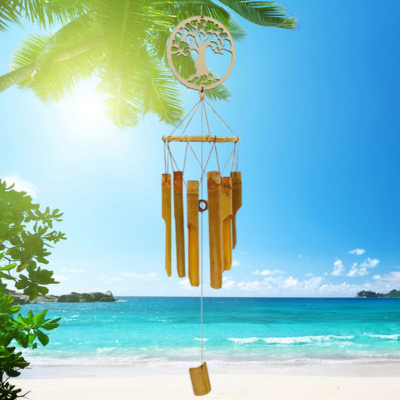 Bambus Wind Chime Happiness Wind Chime Ručno izrađeni klasični dekori Glazbena umirujuća zvona Razmak za vrt na otvorenom Vanjska terasa H
