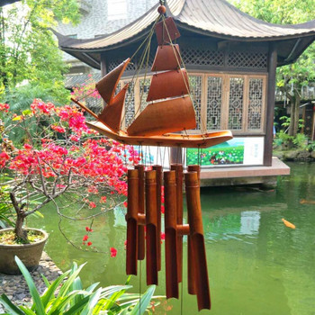 Творчески бамбукови вятърни камбанки на открито Двор Антични тръби Камбани Магазин за подаръци Градински вятърни камбанки Орнамент за окачване на стена Домашен декор LA523