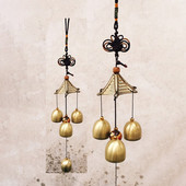 1 vnt. Antikvariniai vėjo varpeliai variniai kiemo sodo lauko gyvenamojo namo apdaila Metaliniai vėjo varpeliai lauko kinų rytietiškai pakabinami dekorai