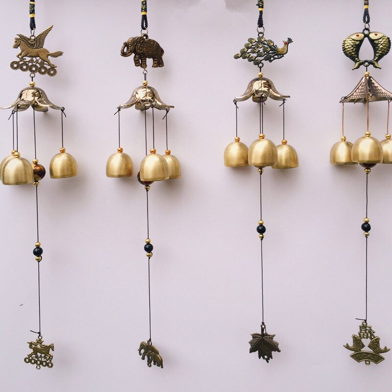 1 vnt. Antikvariniai vėjo varpeliai variniai kiemo sodo lauko gyvenamojo namo apdaila Metaliniai vėjo varpeliai lauko kinų rytietiškai pakabinami dekorai