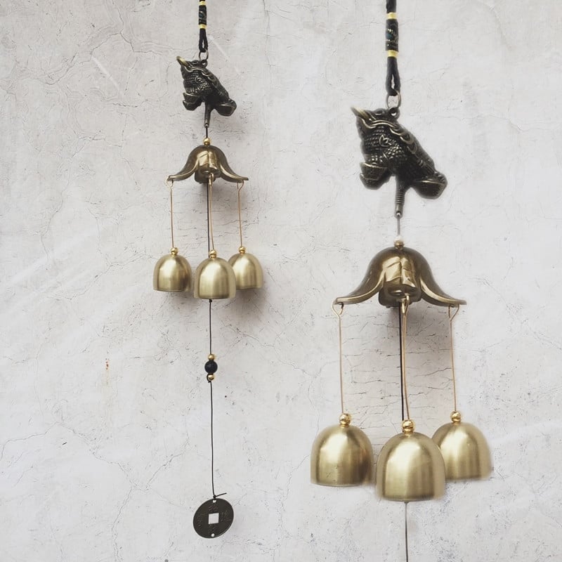 1 vnt. Antikvariniai vėjo varpeliai variniai kiemo sodo lauko gyvenamojo namo apdaila Metaliniai vėjo varpeliai lauko kinų rytietiškai pakabinami dekorai