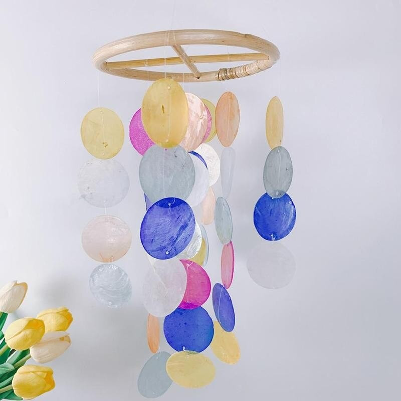 50cm 8 spalvų lukšto gabalas vėjo varpeliai šiaurietiški biuras vaikų kambarys darželio dekoras vėjo varpelis lauko sodo kiemai kabantis vėjo varpas Nauja