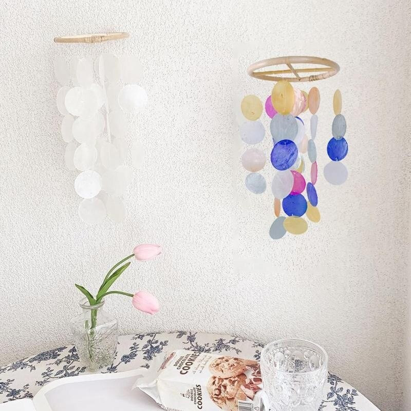 50cm 8 spalvų lukšto gabalas vėjo varpeliai šiaurietiški biuras vaikų kambarys darželio dekoras vėjo varpelis lauko sodo kiemai kabantis vėjo varpas Nauja