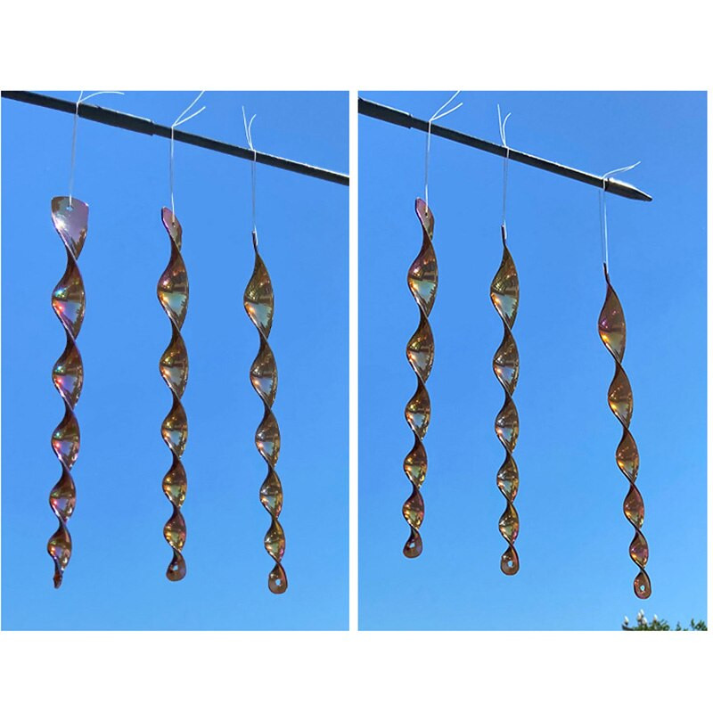 Atspindinti paukščių baidymo lazdelė 10 vnt Blizgantis paukščių atšvaitas spiralinis sodo pakabukas, skirtas langiniam lauko sodui, saugo paukščius nuo varpelių