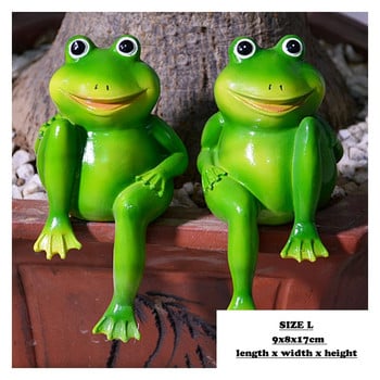 2 бр./компл. Сладка смола Статуя на седящи жаби Външен градински магазин Декоративна скулптура на жаба за домашно бюро Градински декор Орнамент