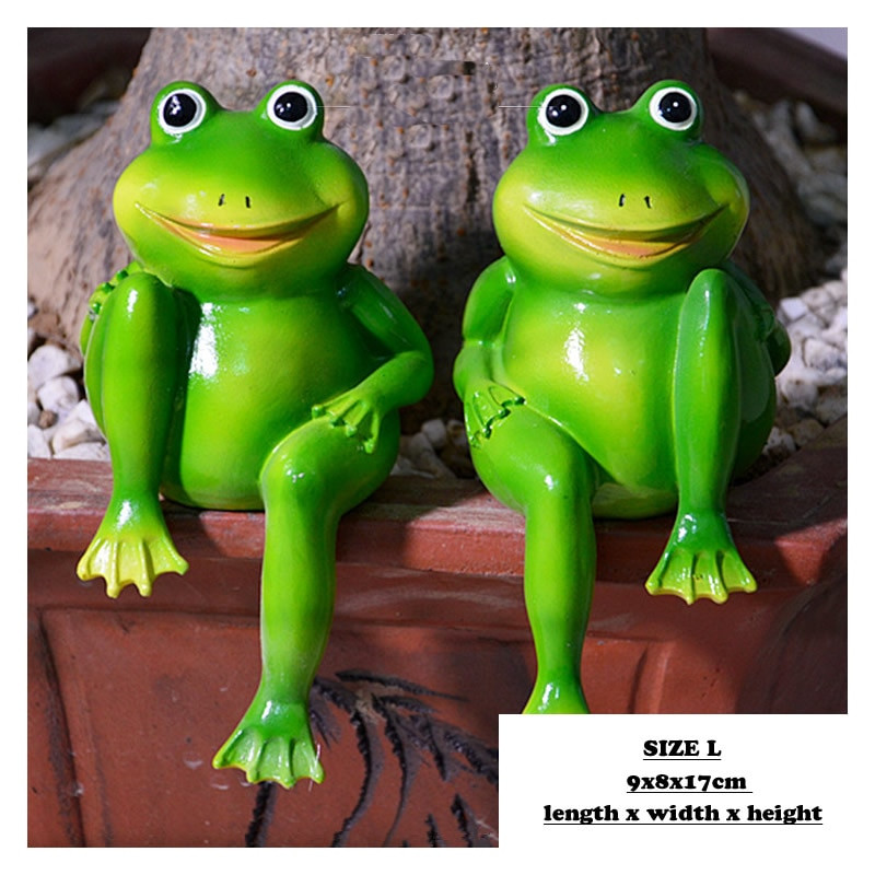 2 buc/set drăguț din rășină statuie broaște așezate în aer liber magazin de grădină sculptură decorativă broaște pentru birou acasă ornament decor de grădină