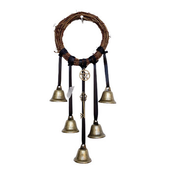 Wind Chime Rattan Weaving Rope Ring Vintage Μυστηριώδης Διακόσμηση για Μπαλκόνι με Παράθυρο Πόρτας
