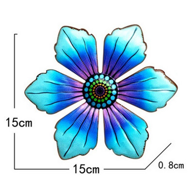 1 buc. Artizanat cu flori din metal, sculptură de artă de perete, ornament pentru agățat, albastru, galben, verde, roz, pentru interior, în aer liber, sufragerie, grădină, gard decor