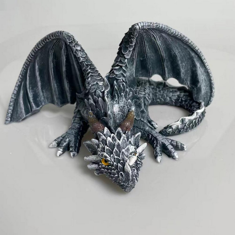 Didelė sodo tupinčio drakono skulptūra-drakono globėjo statula Sodo drakono skulptūros statula lauko puošmena