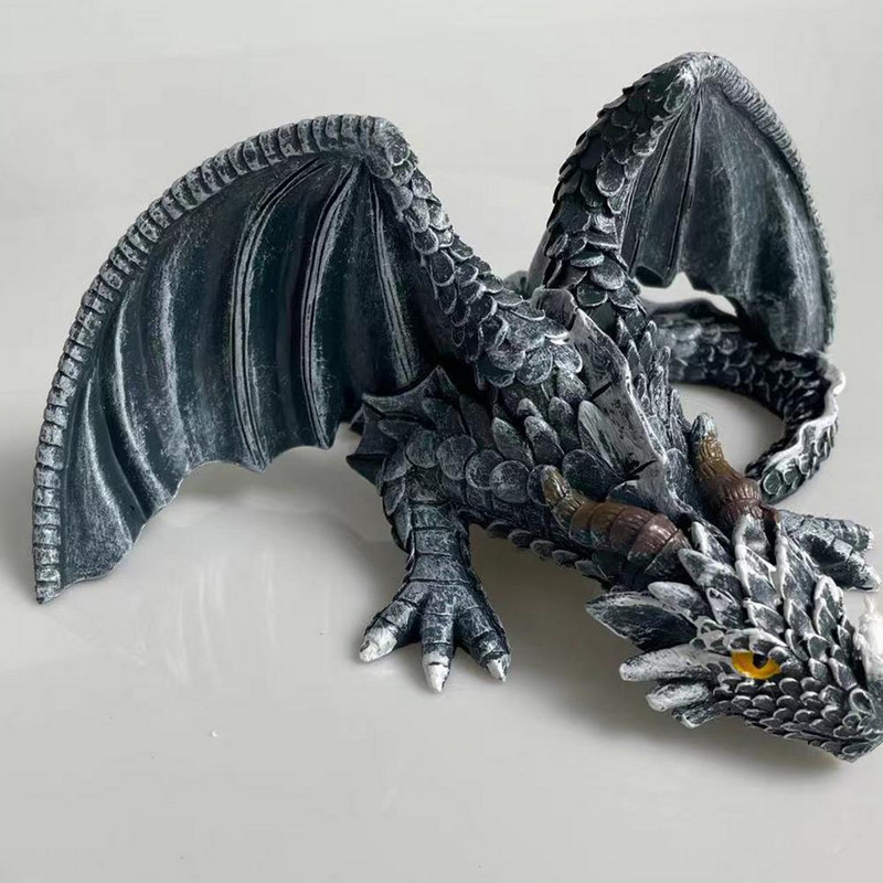 Didelė sodo tupinčio drakono skulptūra-drakono globėjo statula Sodo drakono skulptūros statula lauko puošmena