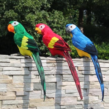 60 см голяма симулация на папагал Орнамент, ръчно изработен папагал, птица, пяна, фигурка на морава, животно, птица, градина, декорация за птици