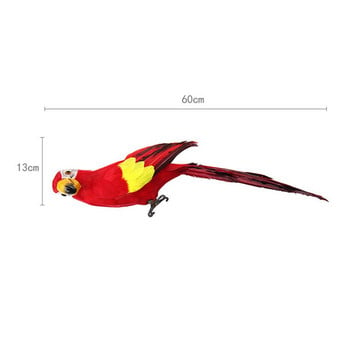 60 см голяма симулация на папагал Орнамент, ръчно изработен папагал, птица, пяна, фигурка на морава, животно, птица, градина, декорация за птици