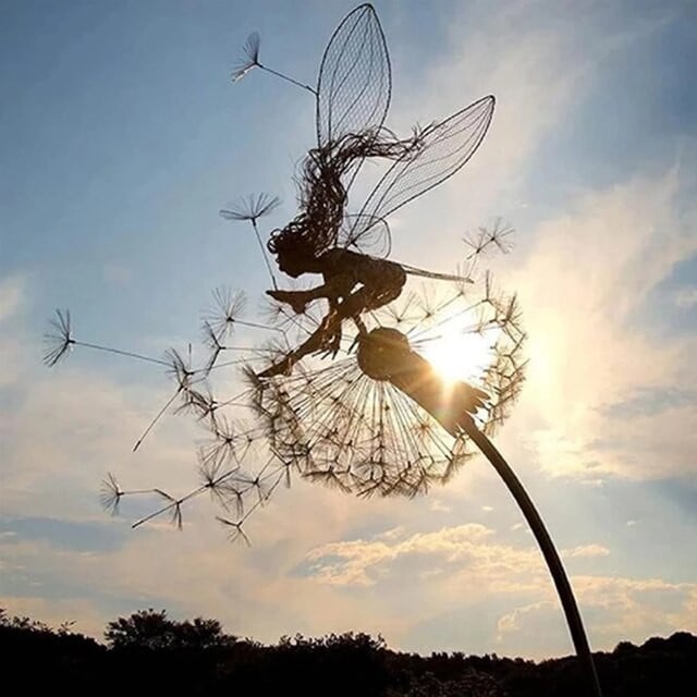 Pixies vilinske vrtne skulpture kolac vile i maslačci plešu zajedno krajolik metalna minijaturna figurica ukras za travnjak
