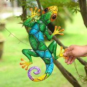 Metalni Gecko Dekoracija vrta za dvorište Vanjski kipovi Zidni ukrasi za kućni vrt Minijaturni dodaci Skulptura Gušter Ornamenti Vila