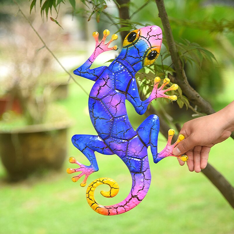 Metalni Gecko Dekoracija vrta za dvorište Vanjski kipovi Zidni ukrasi za kućni vrt Minijaturni dodaci Skulptura Gušter Ornamenti Vila