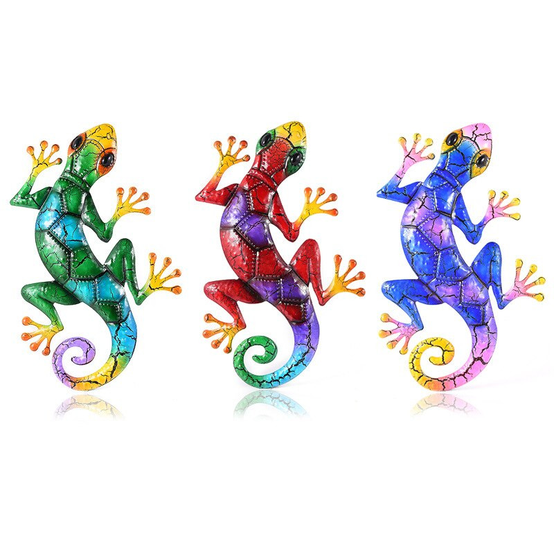 Metalni Gecko Dekoracija vrta za dvorište Vanjski kipovi Zidni ukrasi za kućni vrt Minijaturni dodaci Skulptura Gušter Ornamenti Vila