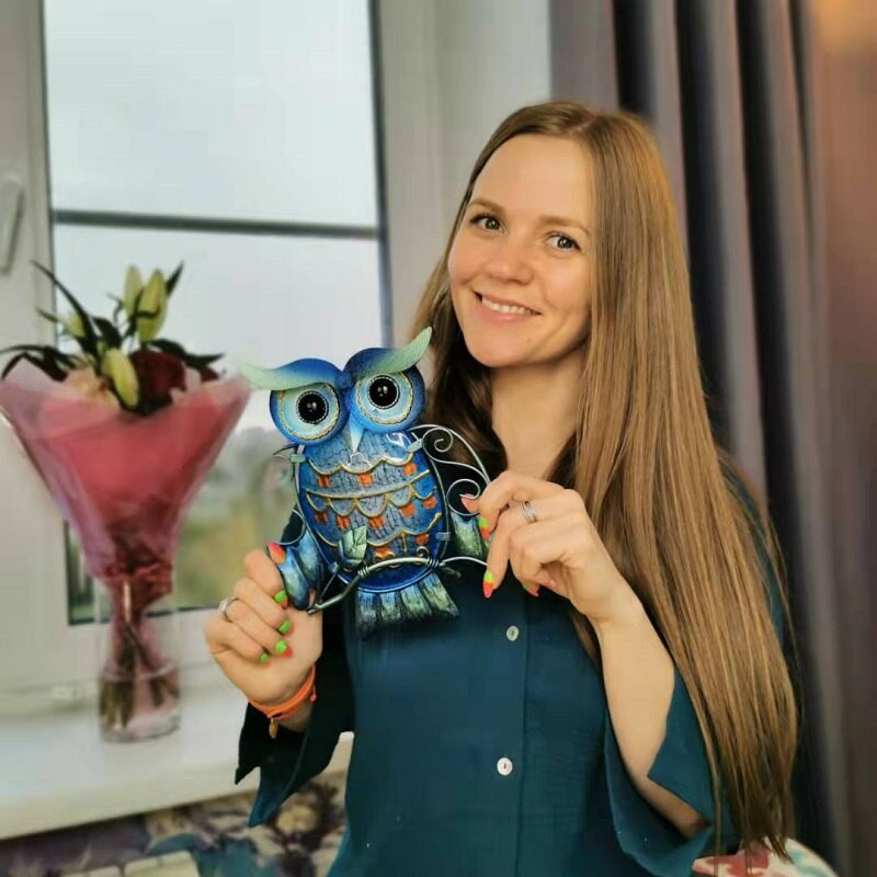 Metalinės pelėdos namų dekoras sodo dekoravimui Lauko statulos Priedai Skulptūros ir miniatiūros Gyvūnai Jardin