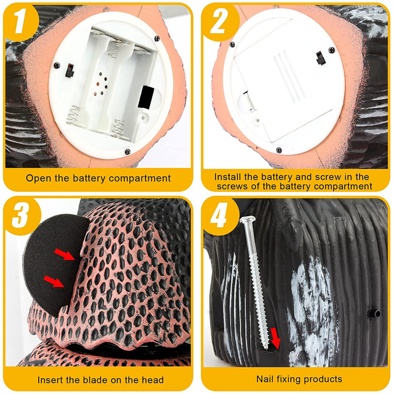 Võltsitud öökulli peibutusplastist öökullihirmutise skulptuur pöörleva pea ja heliga aiaõue lindude tõrjumiseks välistingimustes