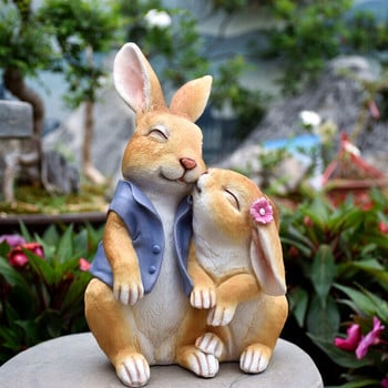 Nordic Ins Creative Resin Simulation Rabbit Ornaments Home Outdoor Court Micro Landscape Crafts Gift Fairy Mini Garden Decor