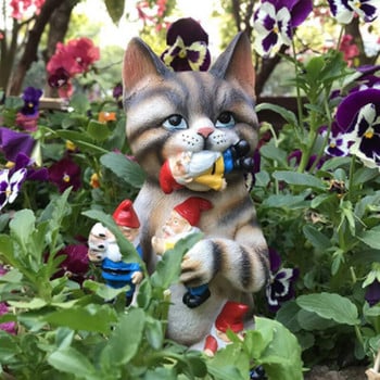 Джурасик динозавър джудже статуя от смола градина елф котка орнаменти котка динозавър градина градинарство скулптура орнаменти