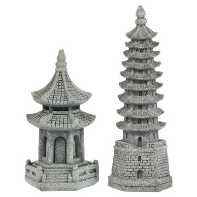 2db Pagoda Szobor Torony Japán Kő Lámpás Miniatűr Pagoda Lámpás Kerti Kőfigurák Szobor Tündér Tájhoz