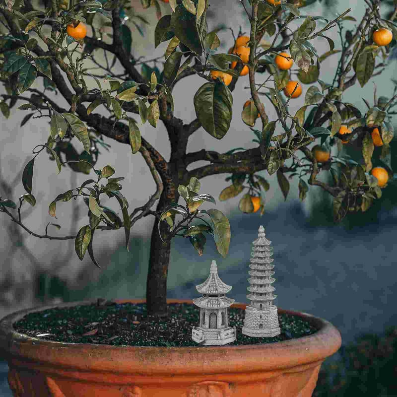 2 buc Statuie Pagoda Turn Lanterna din Piatra Japoneza Lanterna Pagoda Miniaturala Gradina Figuri din Piatra Sculptura pentru Peisaj de Zane