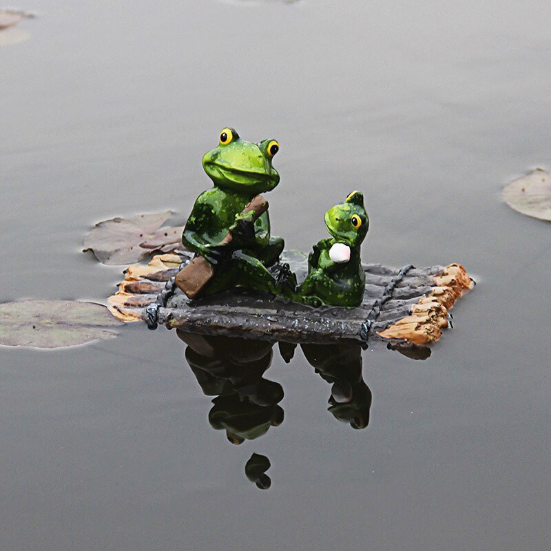 Plaukiojančios varlės puošmenos figūrėlės Dervos amatai Dekoratyviniai papuošalai Gyvūnų statula figūrėlė Namų sodui Baseinas Tvenkinys Kalėdos G