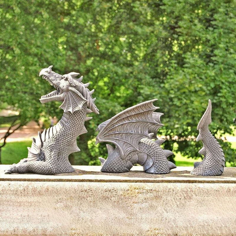 Vrtna statua Veliki zmaj Gotički vrtni ukras Statua zmaja na travnjaku Ukrasi za vrtni travnjak Vanjska dekoracija dvorišta