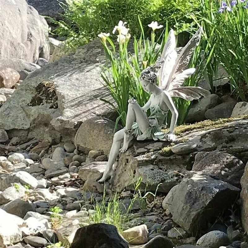 Fėjos statula Sodo papuošalai dervos amatai Kraštovaizdžio vejos tvenkinių dekoravimas 15*5,3 cm Namų sodo dekoravimas Dropshinp